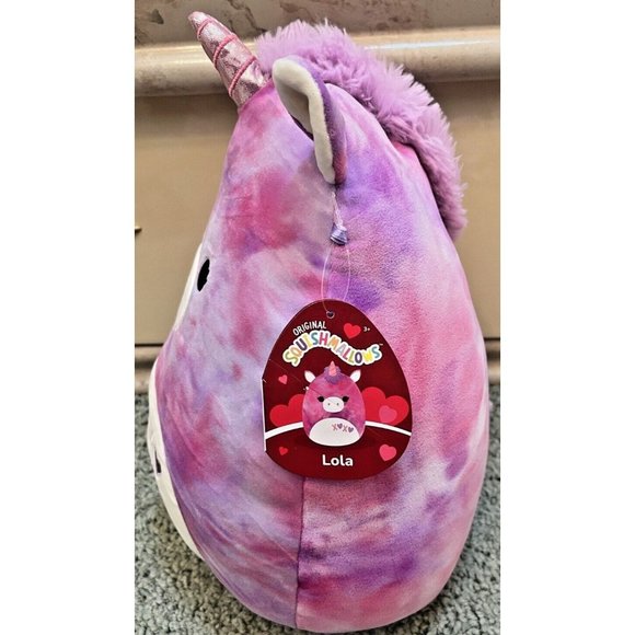 NEW SQUISHMALLOWS VALENTINES 2023 14 INCH LOLA THE UNICORN PURPLE PINK TIE DYE - Picture 2 of 5